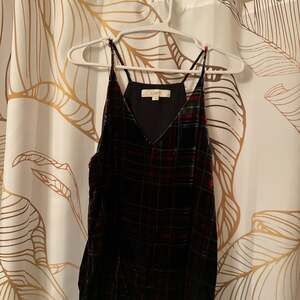 LOFT Tartan Camisole Christmas Plaid Velvet Velour V-Neck Lined Tank Top NEW